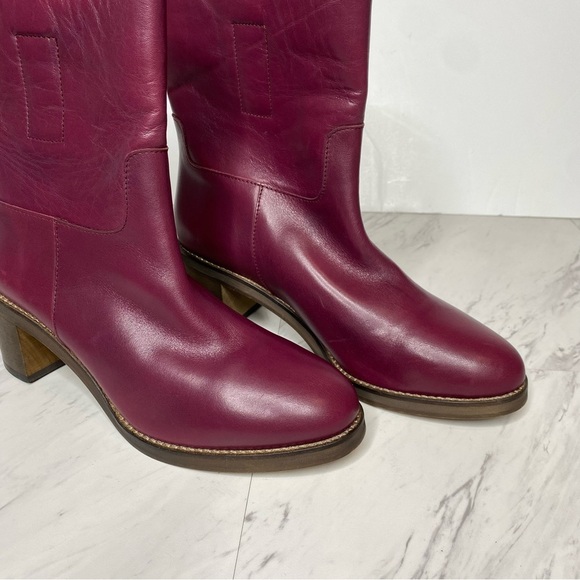 Free People Tabby Mulberry Leather Heeled Bootie 39 1/2 - Picture 9 of 13